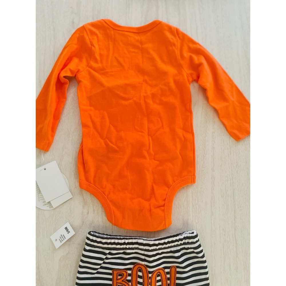 Koala Set Pumpkin Halloween Bodysuit and Boo Striped Pants Set 3/6M NWT - Picture 7 of 9